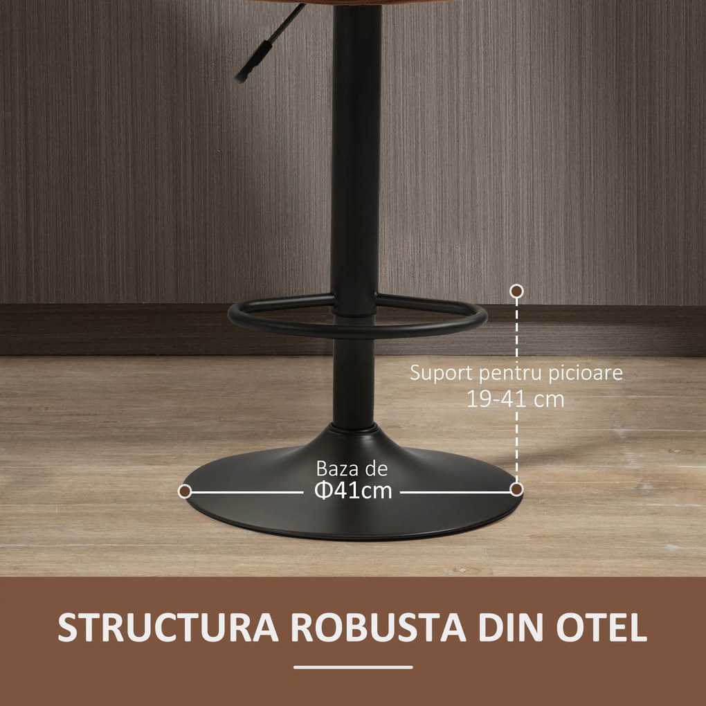 Scaune de bar vintage reglabile, set 2 piese 45x54x96-117cm, maro si gri HOMCOM | Aosom RO