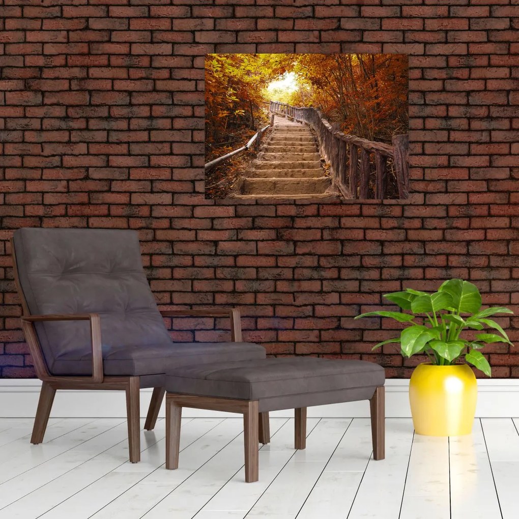 Tablou - Scări în natură în toamnă (70x50 cm)