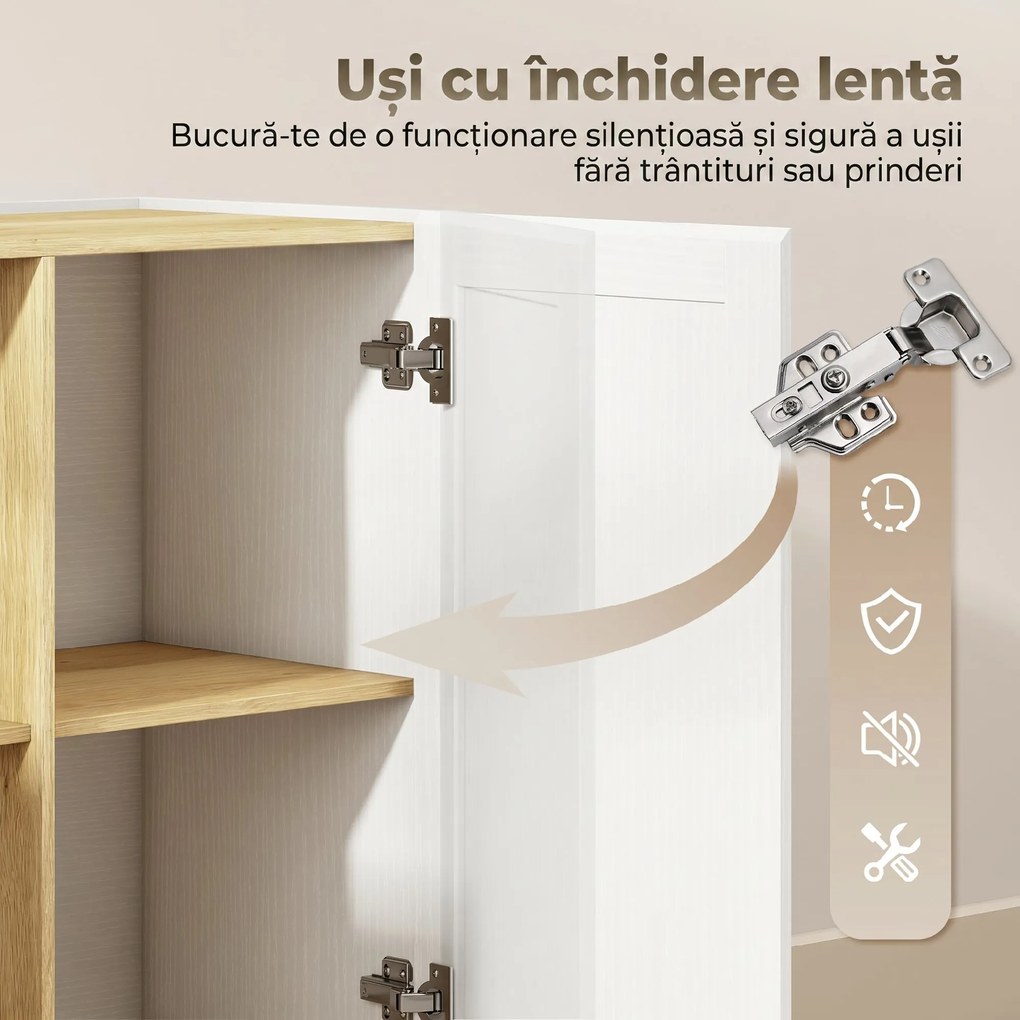 HOMCOM Bufet în Stil Rustic cu Spațiu de Depozitare, Natural și Alb | Aosom Romania