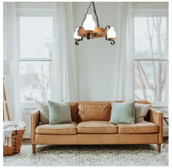 Lustră pe lanț Brilagi ROATA 3xE14/40W/230V fag