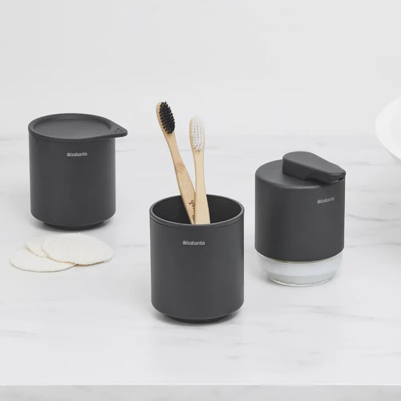 Suport periute de dinti Brabantia MindSet 1005684, Curatare usoara, Deschidere larga, Acoperire minerala, Gri inchis