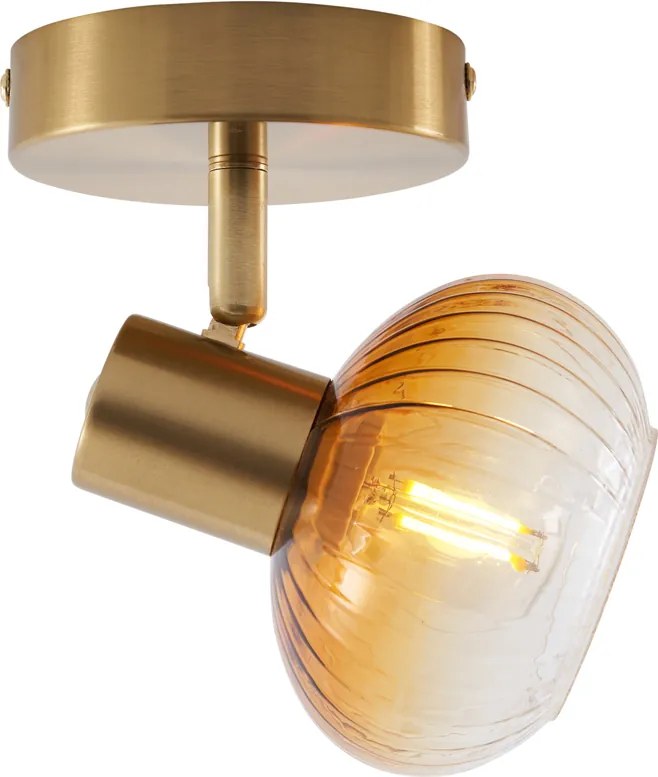 Spotlight modern auriu cu sticlă rotundă chihlimbar - Teddy