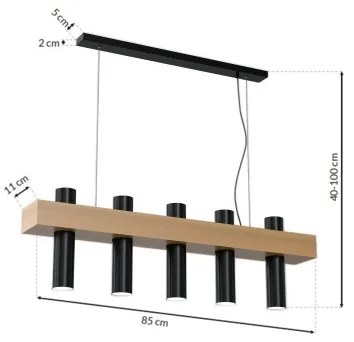 Lustră pe cablu WEST 5xGU10/25W/230V negru
