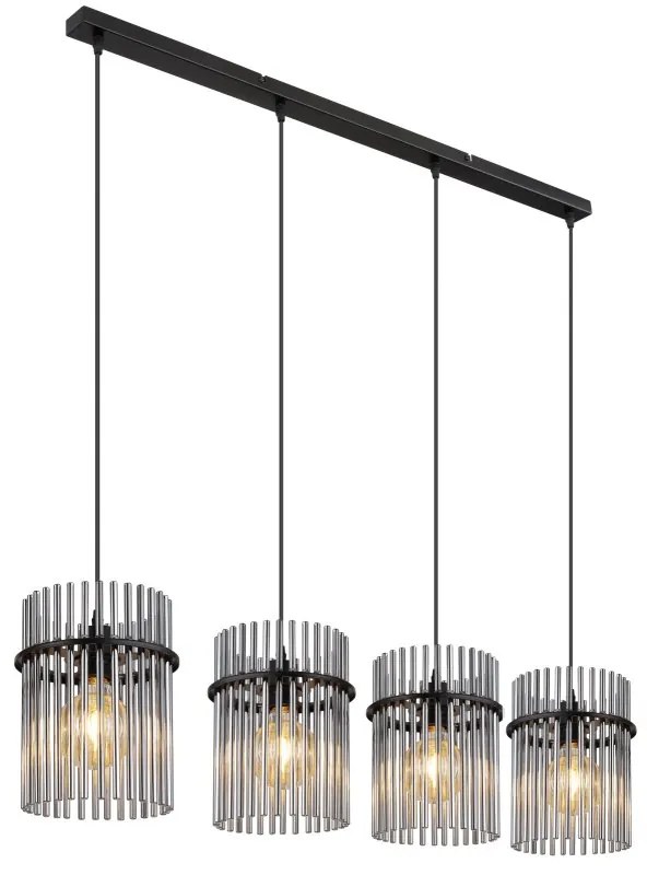 Lustra suspendata 4L design modern GORLEY negru, fumuriu