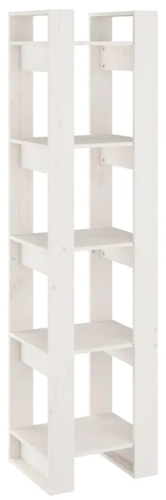 813870 vidaXL Bibliotecă/Separator cameră, alb, 41x35x160 cm, lemn masiv pin