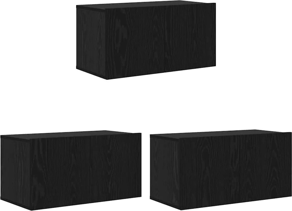 vidaXL Set comodă TV 3 pcs Negru 60 x 30 x 30 cm Lemn compozit