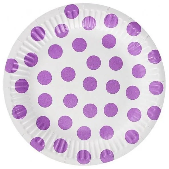 Colorat Lavender Polka Dots Farfurii din Hârtie cu Bule 6 buc 18 cm
