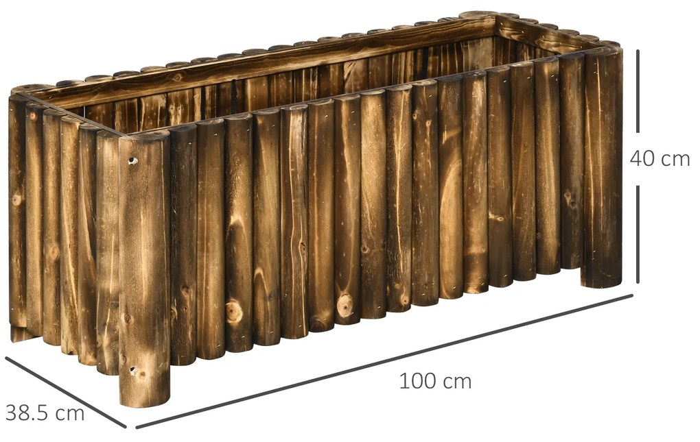 Outsunny pat înalt pentru plante, pentru ierburi aromatice, legume și flori, din lemn de brad, 100x38,5x40 cm | Aosom Romania