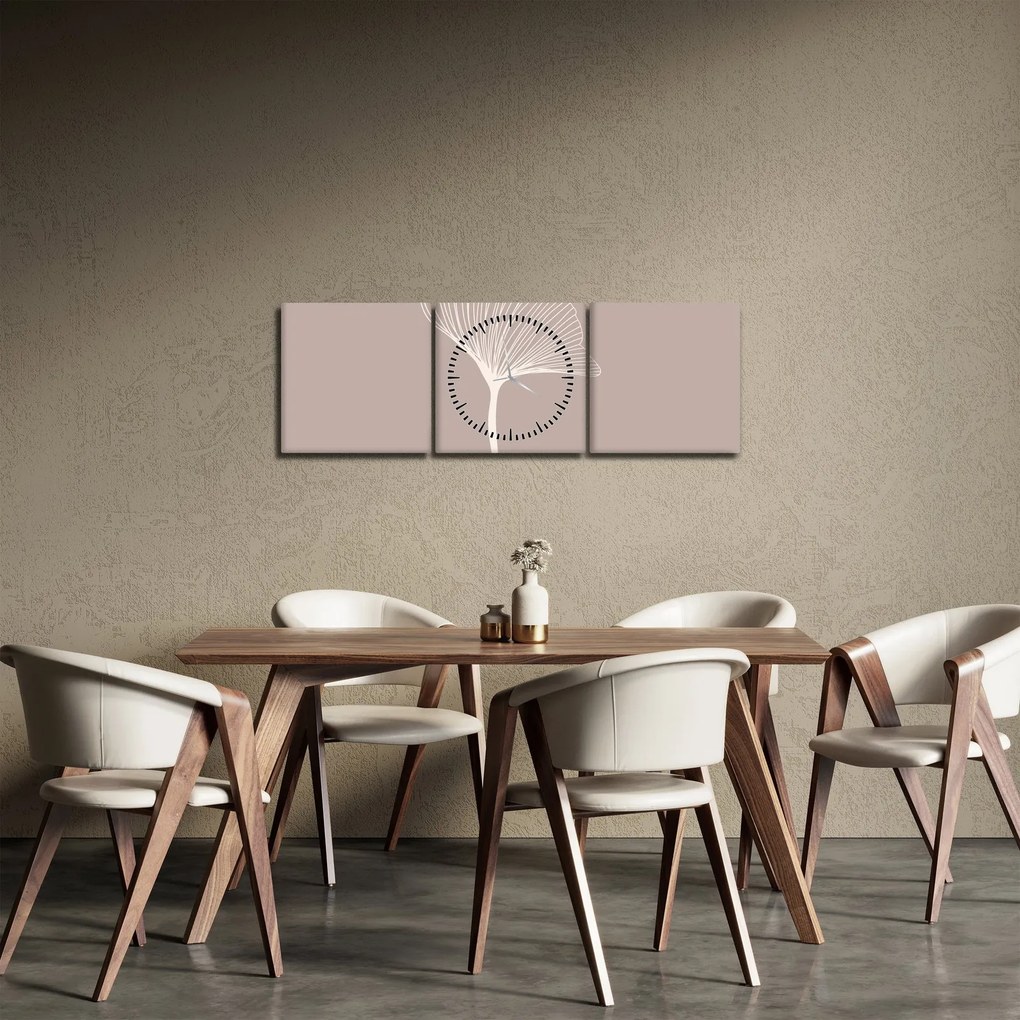 Tablou - Frunze bej N⁰5 (cu ceas) (90x30 cm)