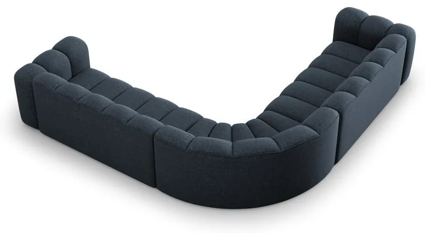 Colțar modular albastru cu tapițerie din chenille Lupine – Micadoni