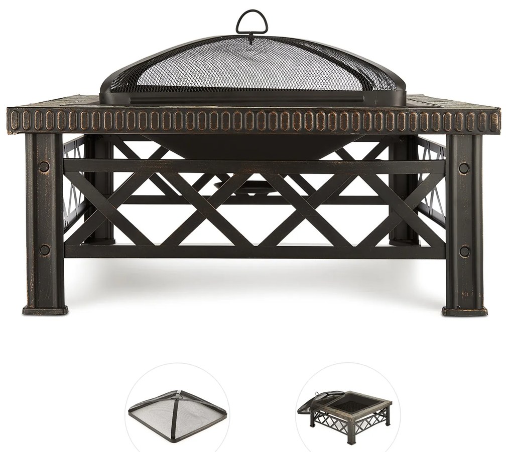 Boston gratar 75x75 cm țiglă ,capac din oțel cu design înnegrit
