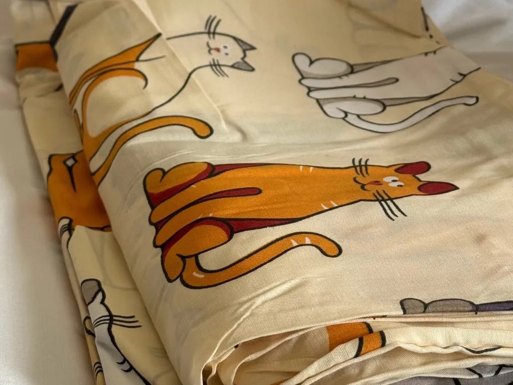 Lenjerie de pat din bumbac COLORED CATS BLEND crem Dimensiune lenjerie de pat: 70 x 90 cm | 140 x 200 cm