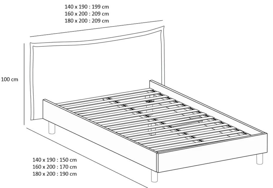 Pat matrimonial verde închis/natural cu somieră 160x200 cm Charlie – Bobochic Paris