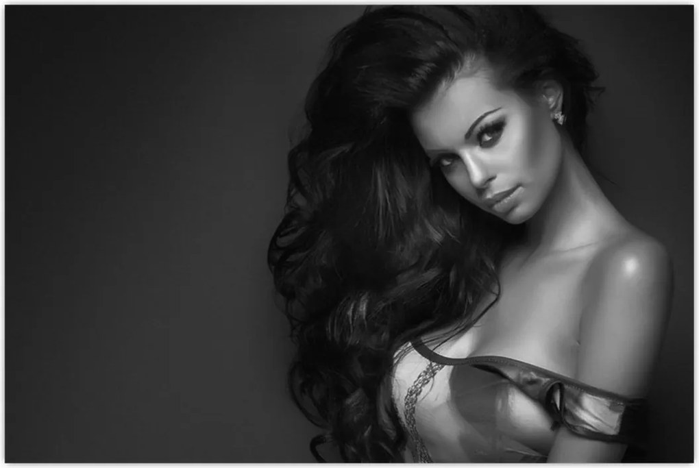 Tablou - Portretul unei femei seducătoare, alb-negru (90x60 cm)