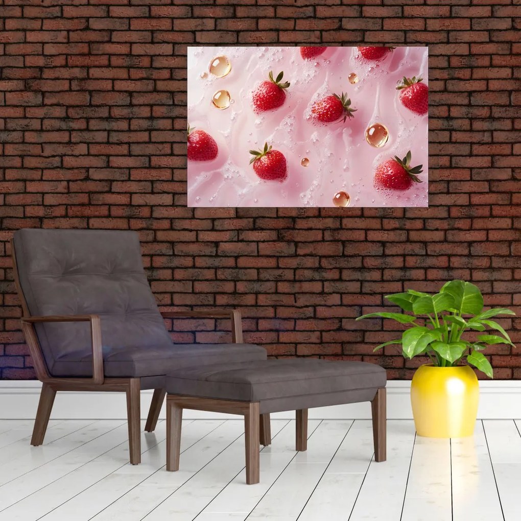 Tablou - Căpșuni în bule (90x60 cm)