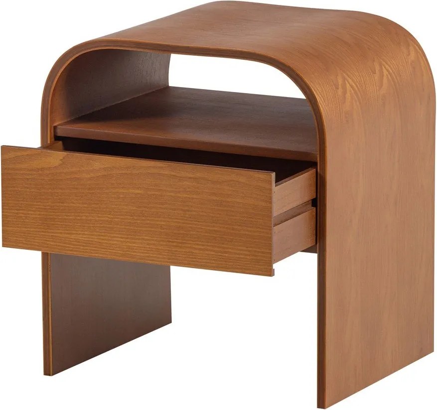 Noptieră în culoare naturală cu rafturi Momo – WOOOD