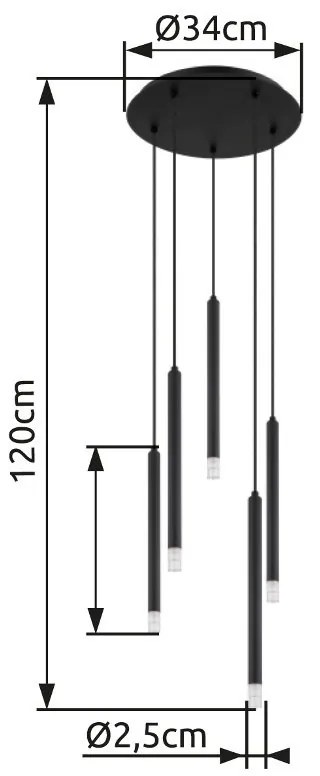 Lustra suspendata design minimalist BLAKE 5L negru