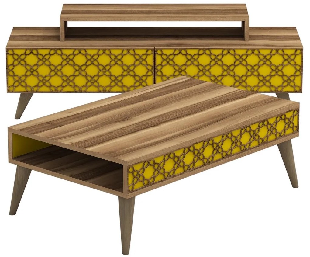 Set mobilier living Clementine (nuc + galben). 1089311