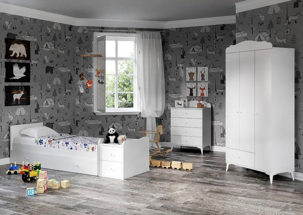 Set de mobilier pentru camera bebelusului Sansa Buyuyen - White, Alb, 95x67x175 cm