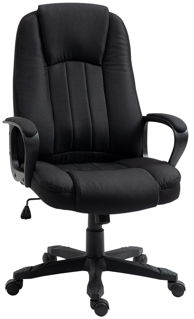 Fotoliu Birou cu Masaj, Interfata USB si Inaltime Reglabila, Tesatura efect in, Roti pivotante 60x74x106-116cm, Negru Vinsetto | Aosom Romania