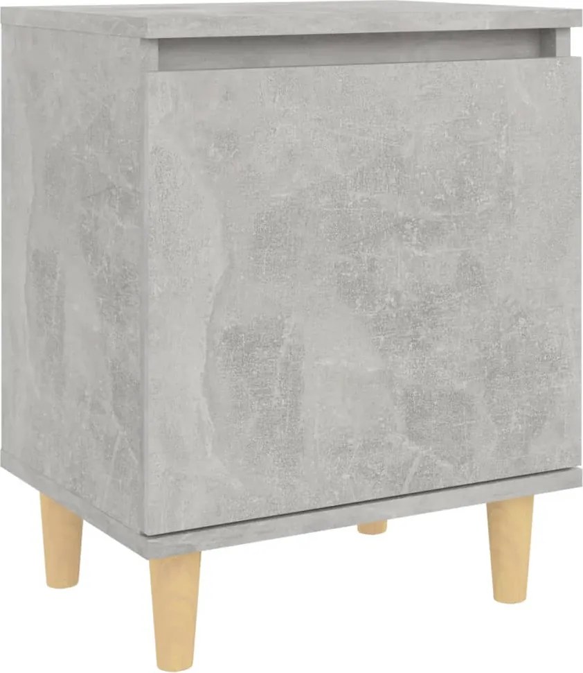 vidaXL Noptieră cu picioare din lemn masiv, gri beton, 40x30x50 cm