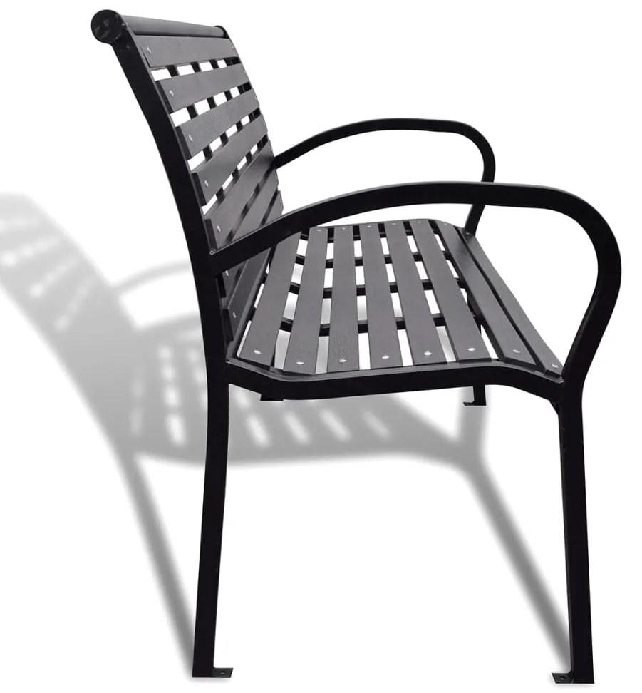 Banca de gradina, negru, 125 cm, otel si WPC