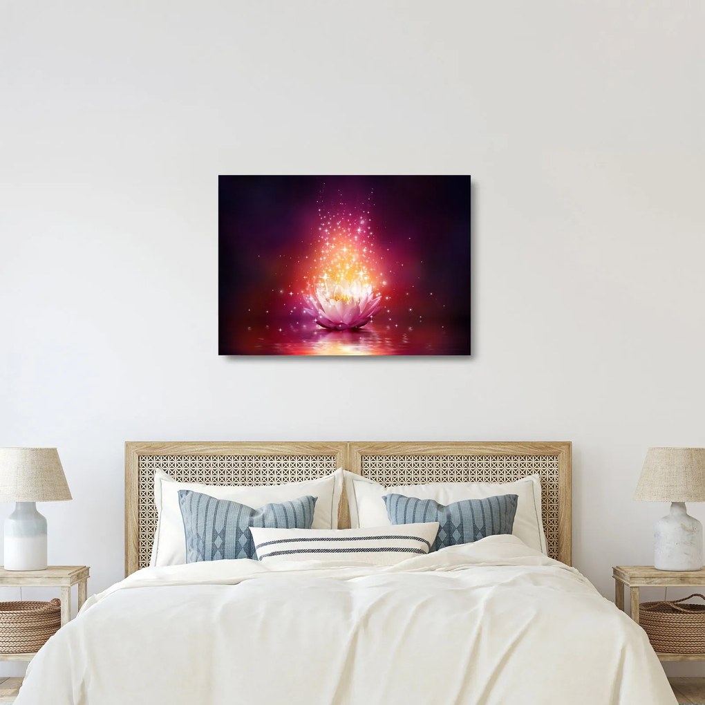 Tablou pe sticlă cu floare de lotus (70x50 cm)