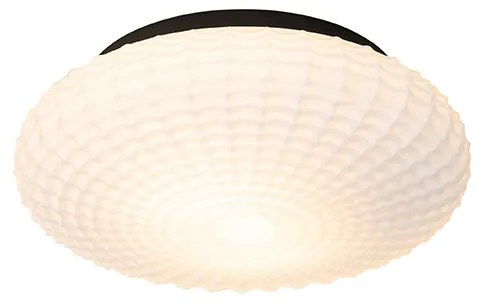 Plafonieră clasică neagră cu sticlă opală 35 cm IP44 - Nohmi