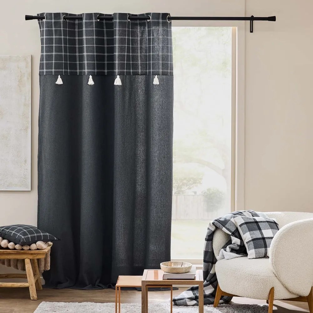 Draperie gri antracit din amestec de bumbac 140x240 cm Everest – douceur d'intérieur