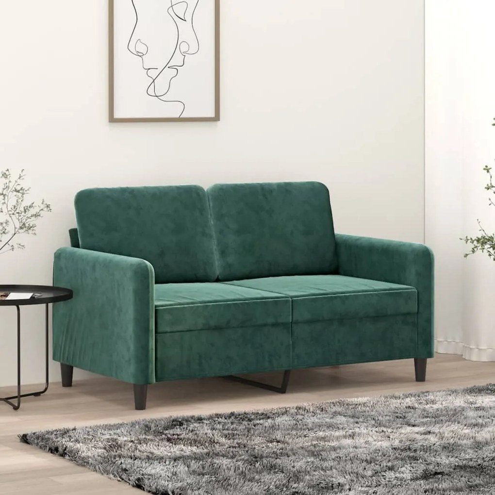 vidaXL Canapea cu 2 locuri, verde închis, 120 cm, catifea