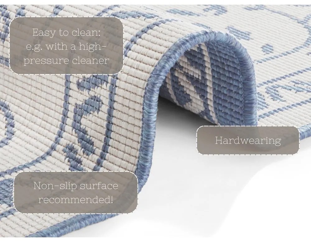 Covor adecvat pentru exterior NORTHRUGS Leyte, 200 x 290 cm, albastru-crem