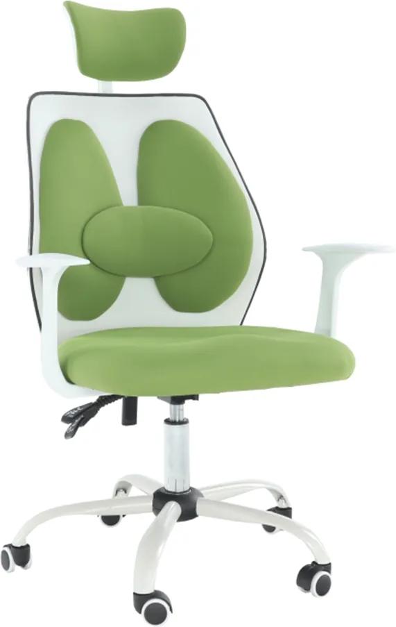 Scaun birou cu tetieră, verde/alb, BENNO UT-C568X NEW