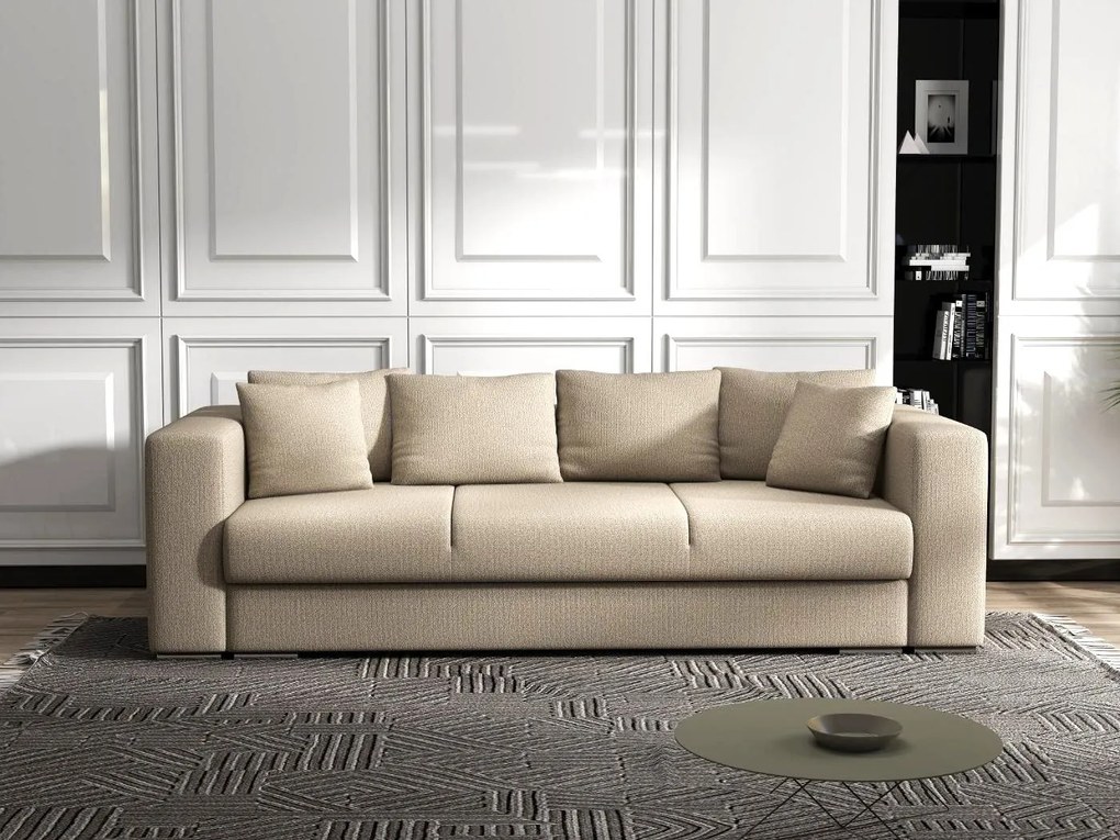 Canapea extensibilă dumonde cu ladă de depozitare si sezut confortabil din spuma high-density, Gloria Enjoy Camel 240x100 cm