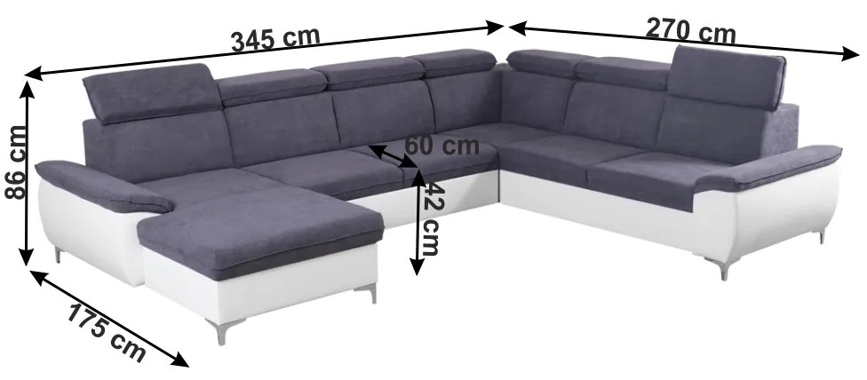 Canapea, gri/alb, model stânga, MARELIA
