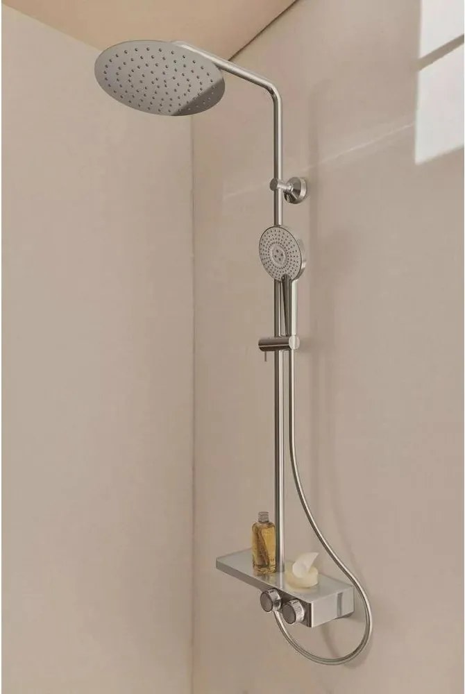 Coloana de dus cu baterie termostatata si etajera sticla Ideal Standard Ceratherm S200