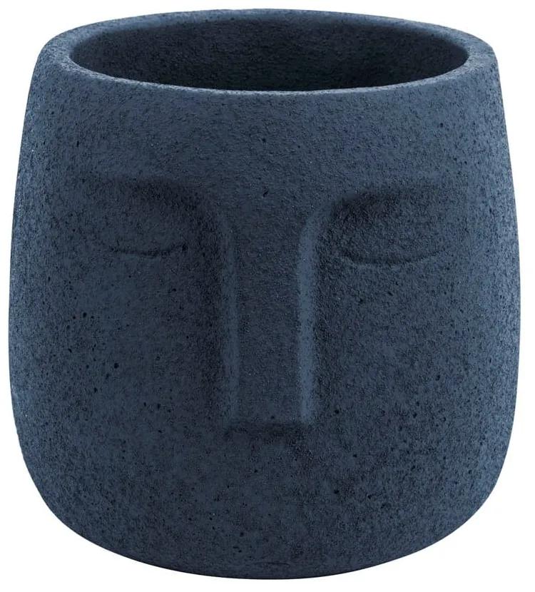 Ghiveci din ceramică PT LIVING Face, ø 12,5 cm, albastru închis
