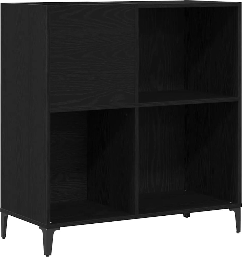 vidaXL Dulap pentru discuri de vinil Stejar Negru 84,5 x 38 x 89 cm