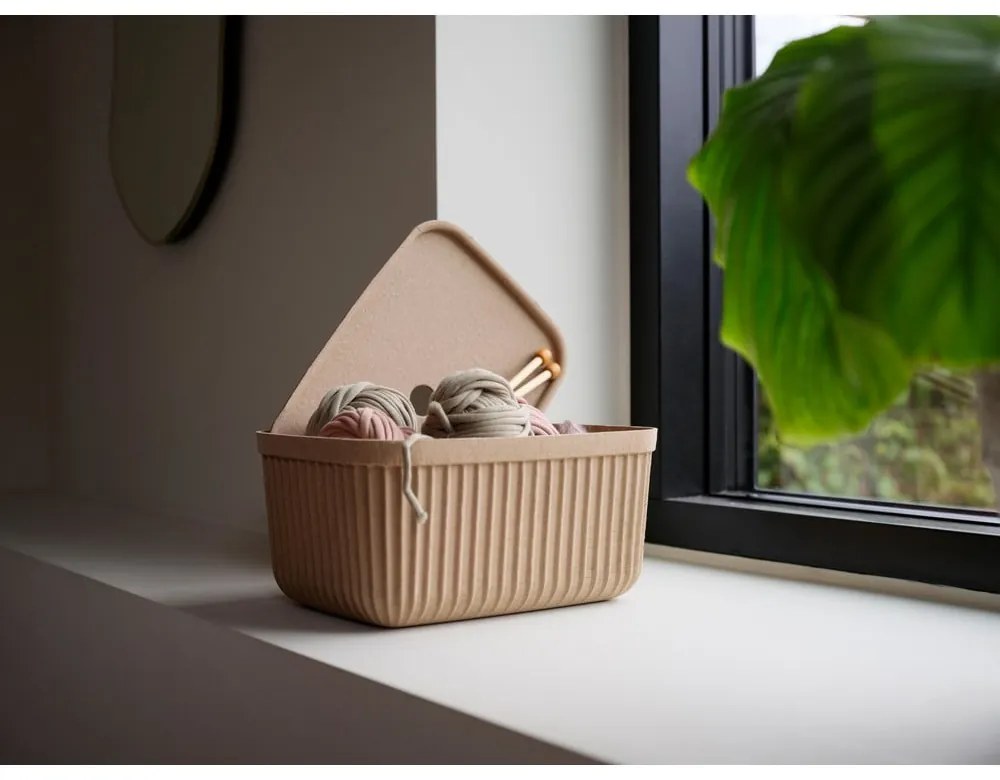 Cutii de depozitare maro deschis 2 buc. cu capac 32x23x20,5 cm Pulp – Zone