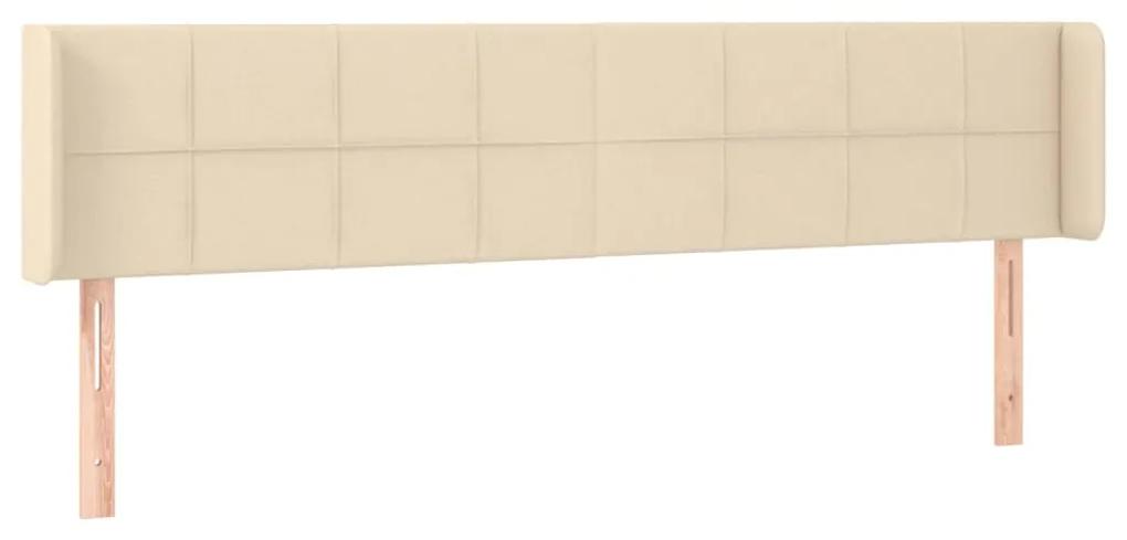 Tablie de pat cu aripioare crem 163x16x78 88 cm textil 1, Crem, 163 x 16 x 78 88 cm