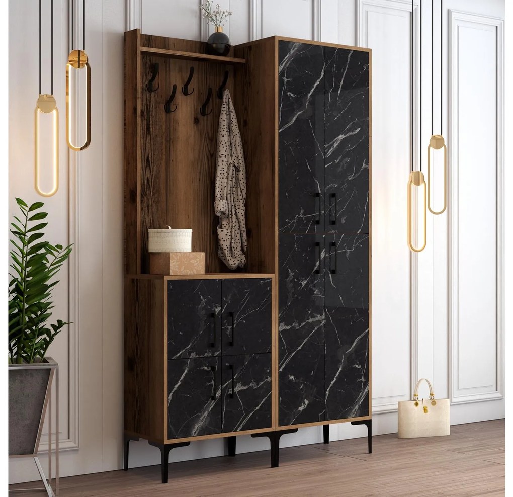 Mobilier hol Betina BA (Nuc + Negru). 1088300