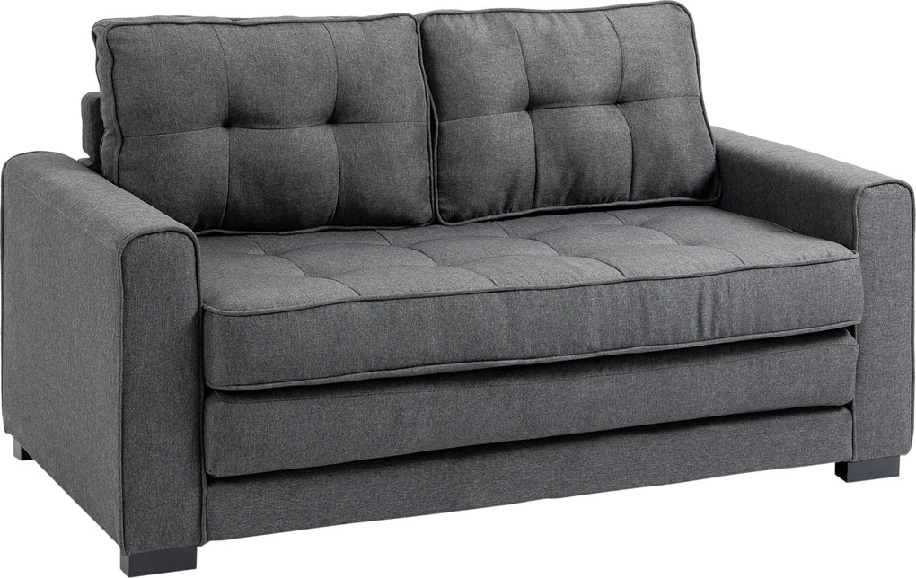 HOMCOM Canapea Extensibilă din Material Textil 2 Locuri cu Capitonaj și Arcuri, 151x75x85 cm, Gri | Aosom Romania