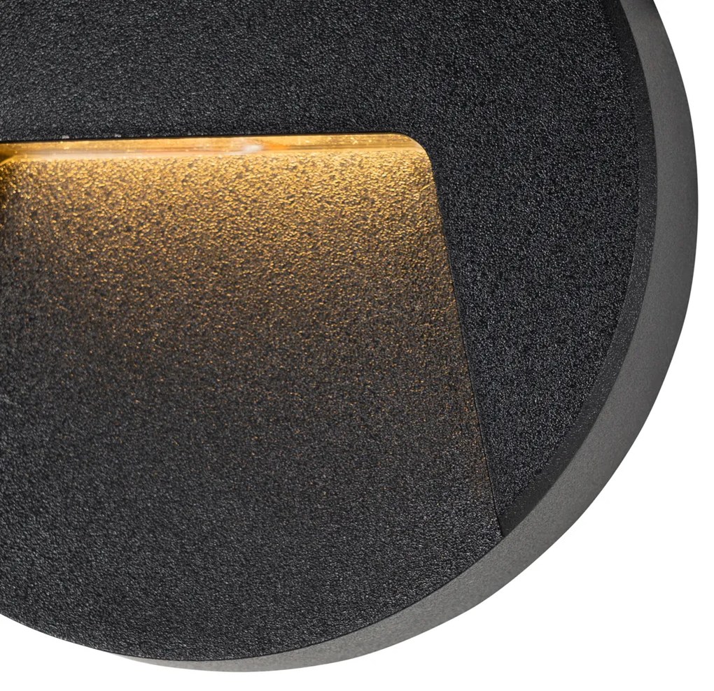 Set de 6 aplice rotunde negre pentru exterior, cu LED inclus, IP65 - Gem