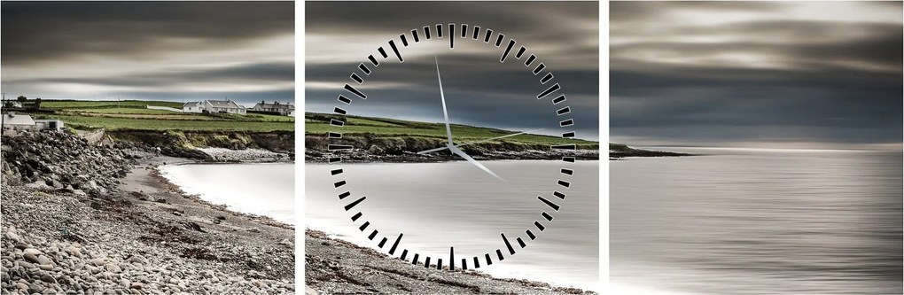 Tablou cu lac în amurg (cu ceas) (90x30 cm)