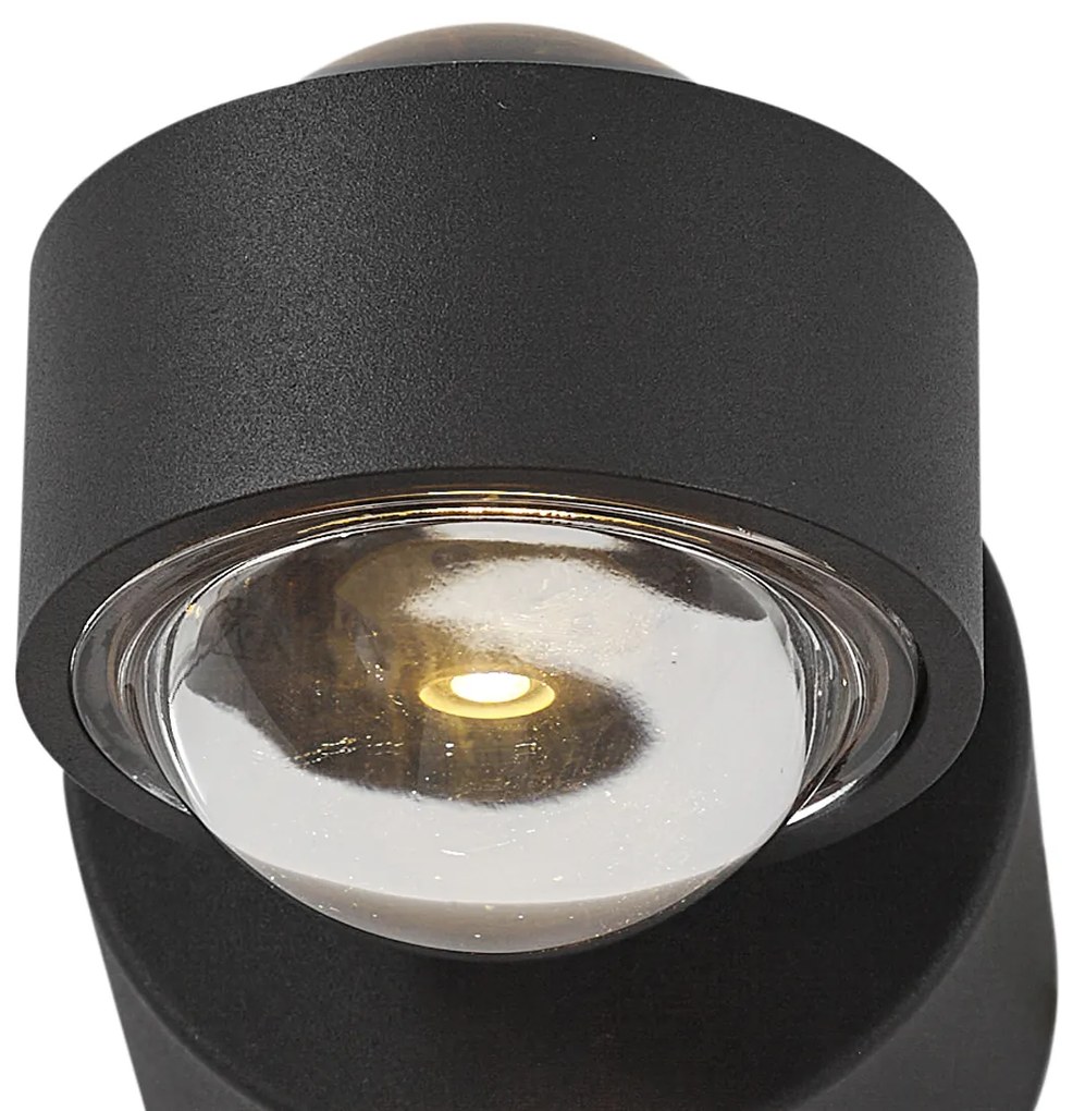 Lampă de perete de design neagră cu LED inclus IP44 - Lens