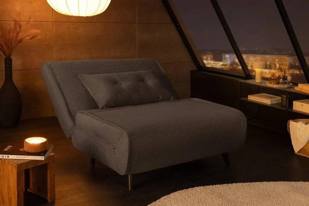 Fotoliu Pat SMART MULTIFUNCTION 100cm catifea raiata gri