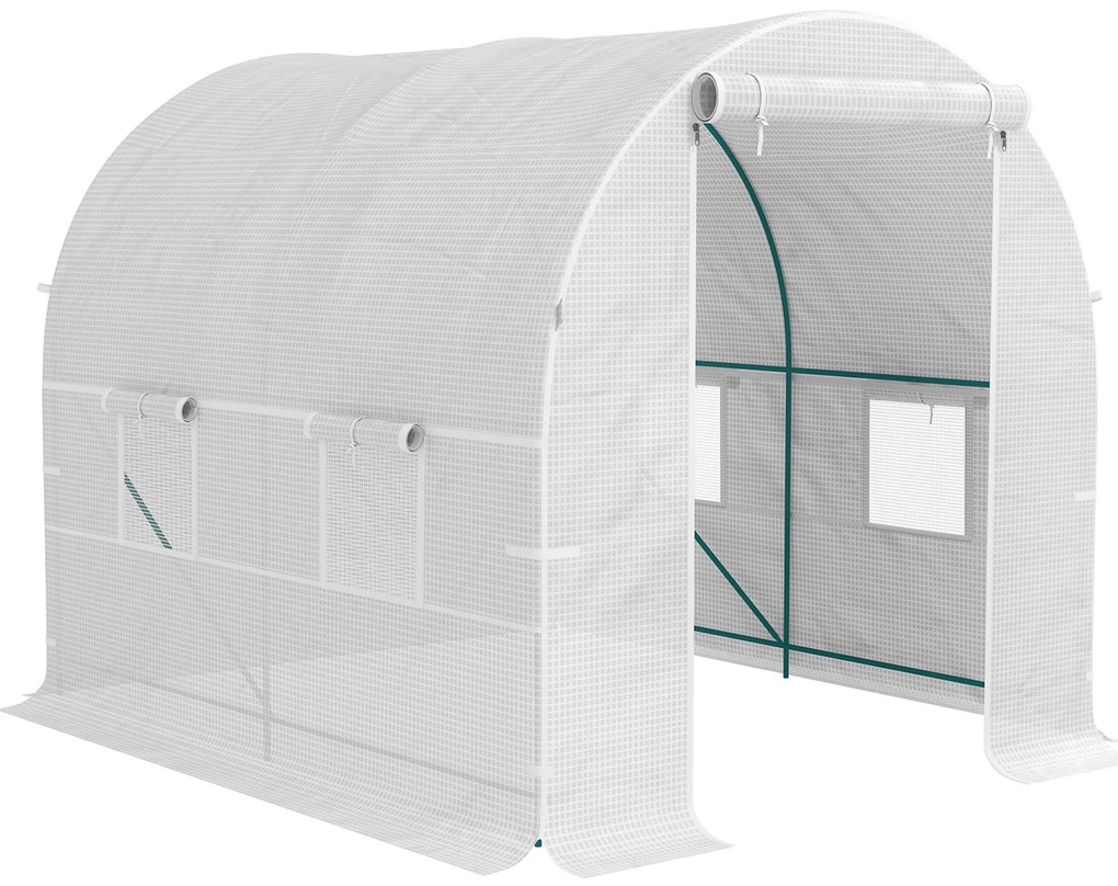 Outsunny Seră de Grădină Tip Tunel cu Cadru din Oțel și 4 Ferestre în PE 2.5x2x2m, Alb | Aosom Romania