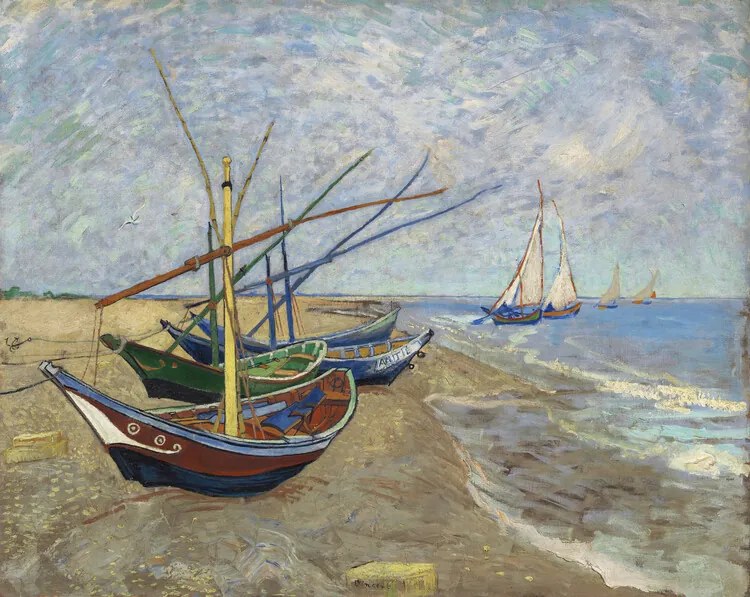 Reproducere Fishing Boats on the Beach at Saintes-Maries-de-la-Mer, Vincent van Gogh