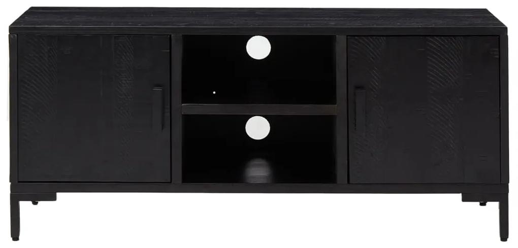 Comoda TV, negru, 110x35x48 cm, lemn de pin masiv reciclat 1, Negru, 110 x 35 x 48 cm