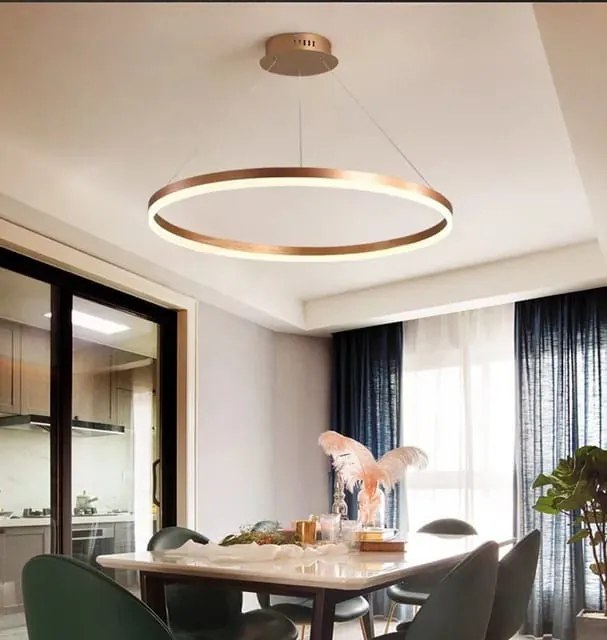 Lustra LED Cu Telecomanda, 1 cerc Gold, 48w