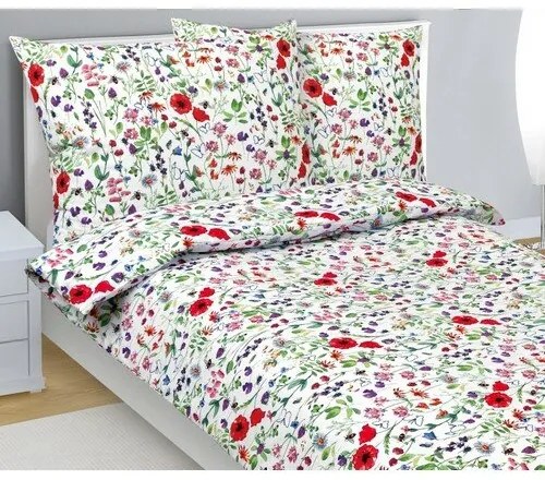 Bellatex Lenjerie de pat din bumbac Mac roșu, 140x 200 cm, 70 x 90 cm